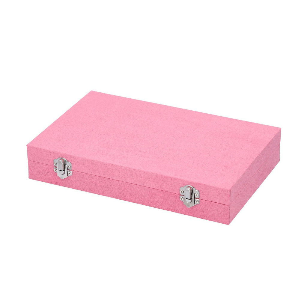 Luxurious Velvet Anti-Tarnish Jewelry Organizer Box (29x18.5x5.2cm) - Pink_6242546_3