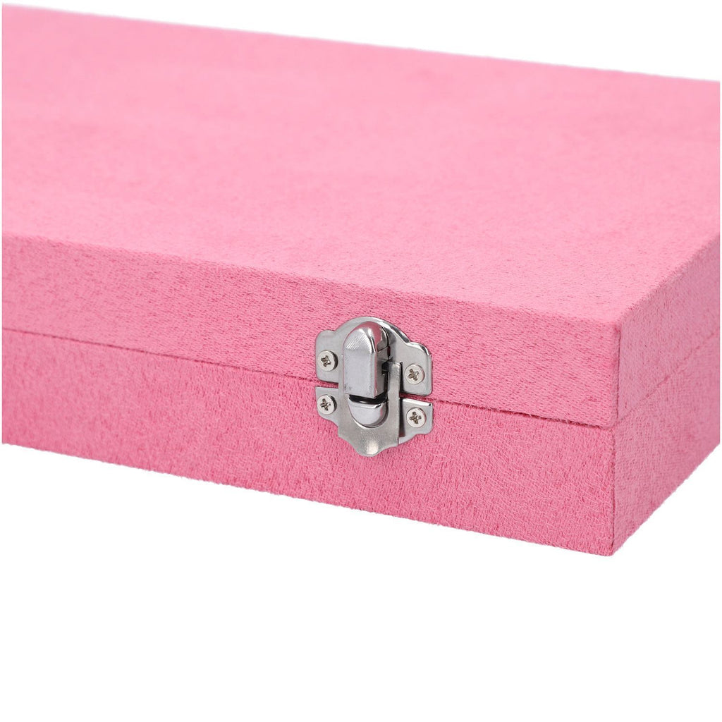 Luxurious Velvet Anti-Tarnish Jewelry Organizer Box (29x18.5x5.2cm) - Pink_6242546_5