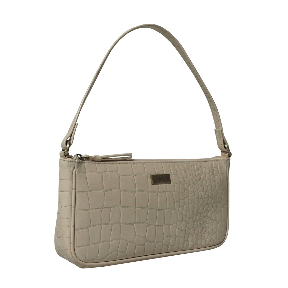 Assots London 'ZARA' Off White Vintage Croc Real Leather Baguette Shoulder Bag 6249949 2