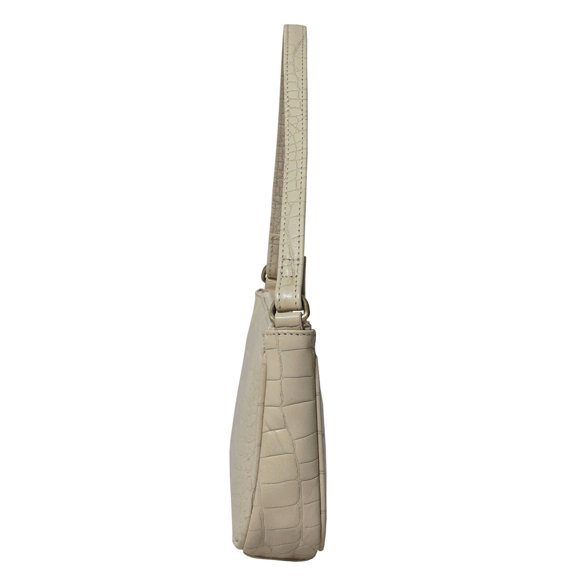 Assots London 'ZARA' Off White Vintage Croc Real Leather Baguette Shoulder Bag 6249949 7