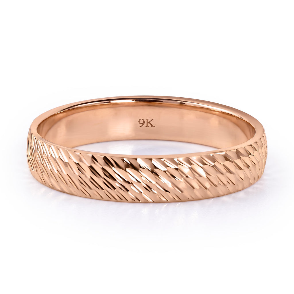 Royal Bali Collection - 9K Rose Gold Diamond Cut Band Ring_6252132