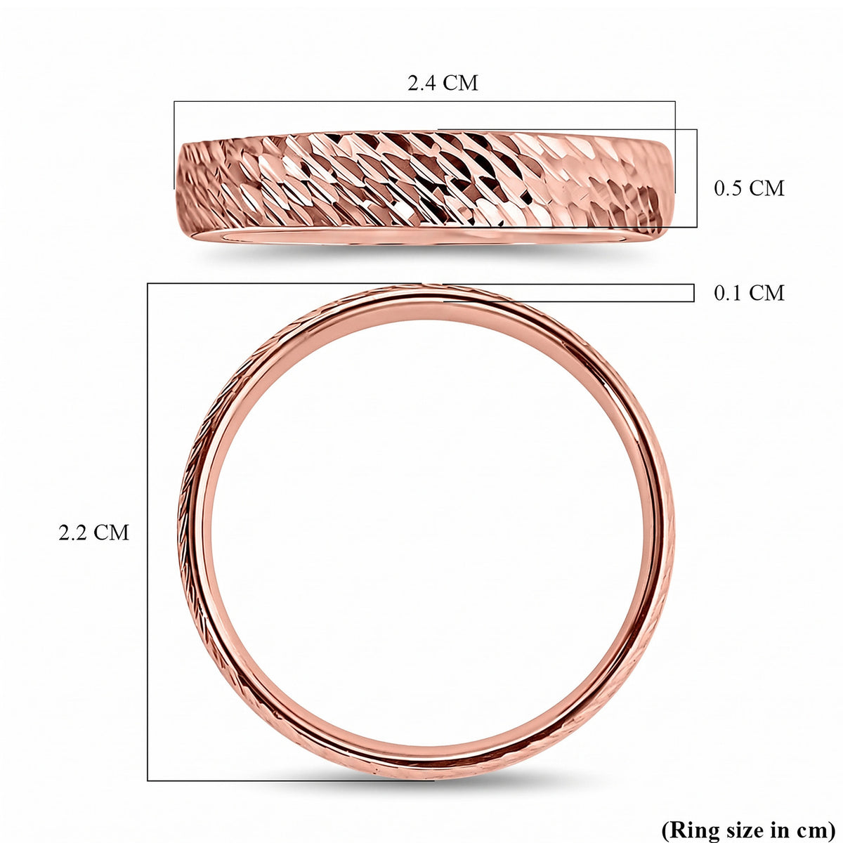 Royal Bali Textured Edge Shape Band Ring in 9K Rose Gold V32747750 8