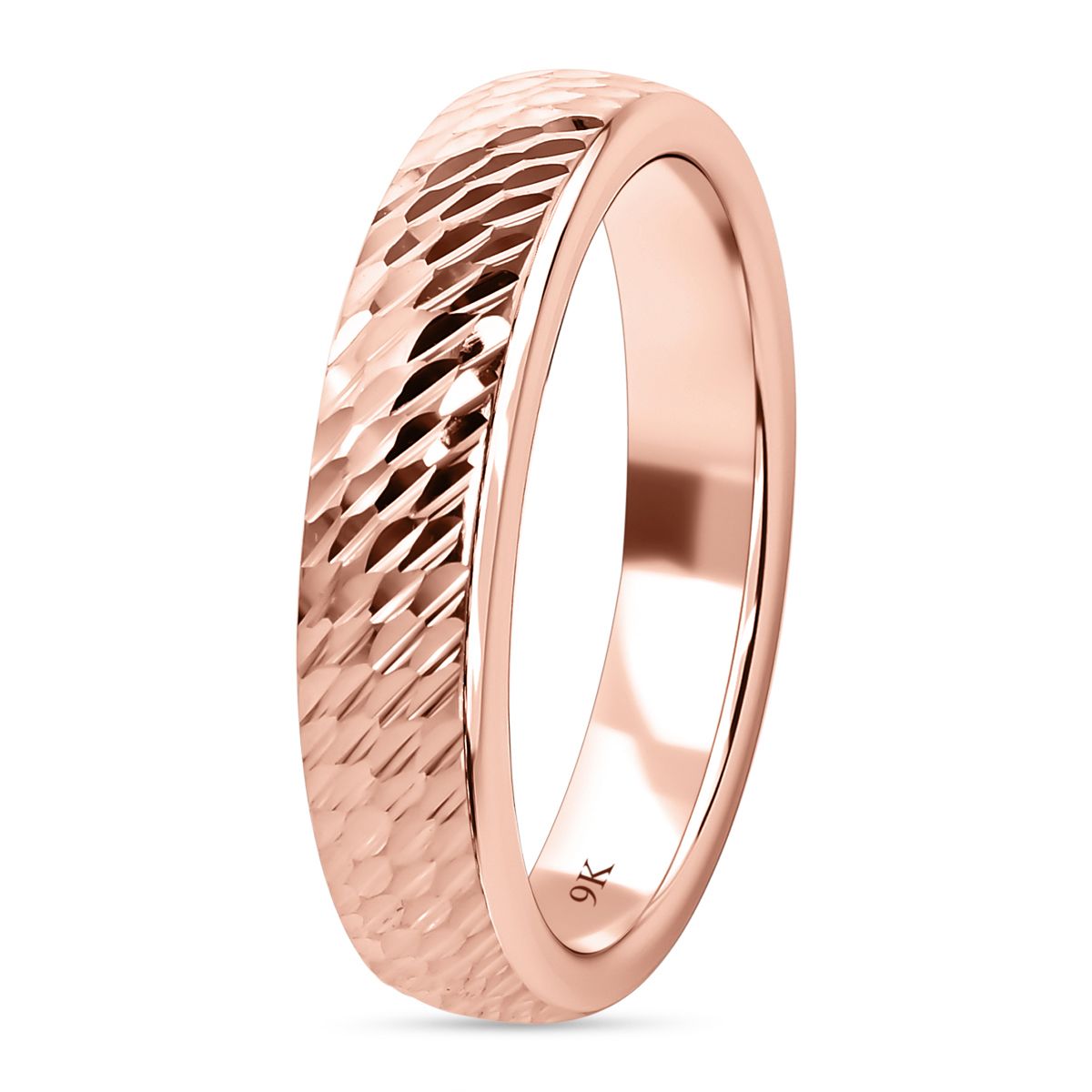 Royal Bali Collection 9K Rose Gold Band Ring in Diamond Cut Pattern V32648412 4