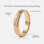 Royal Bali Collection - 9K Yellow Gold Diamond Cut Band Ring_6252143_6