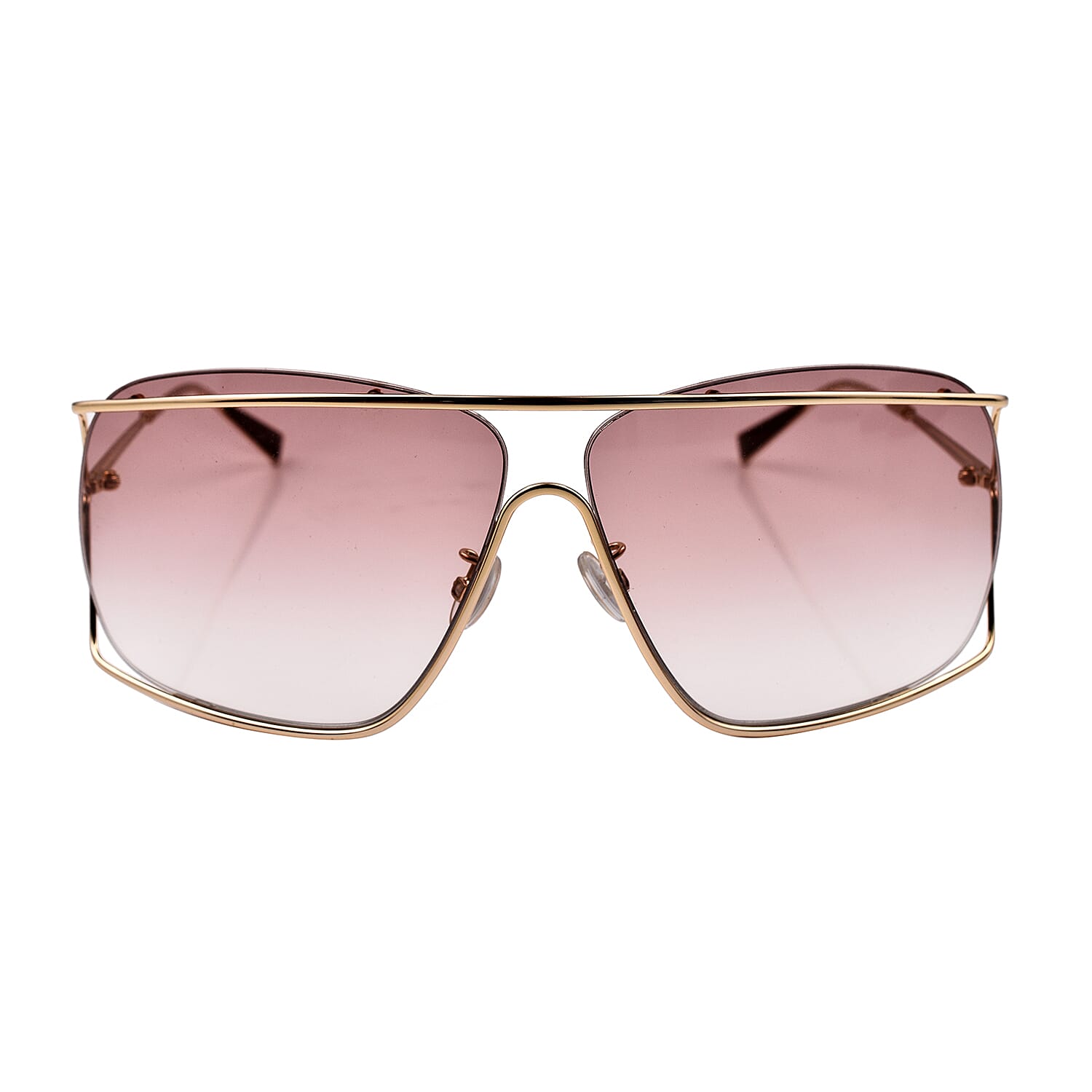 MAX MARA Unisex Gold Metal Shield Sunglasses with Brown Lenses 6254265 0
