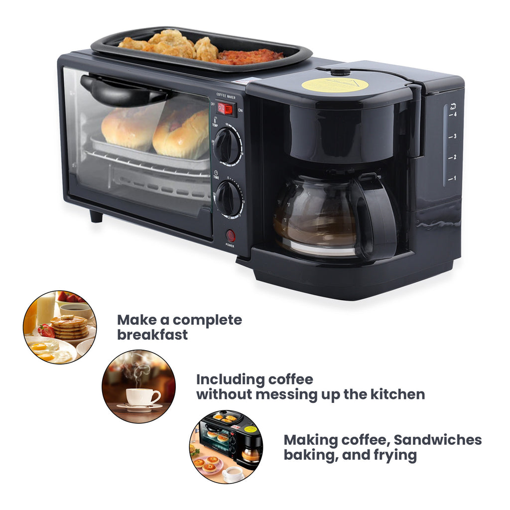 3 in 1 Mini Kitchen Solution (Toaster Oven - 9 Litre, Coffee Pot - 600 ML and Frying Pan)_6263456_3
