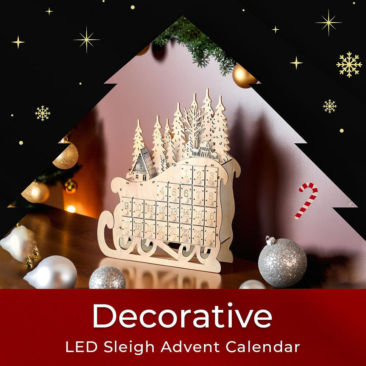 Sleigh Christmas Advent Calendar with LED Lighting 6272100 2