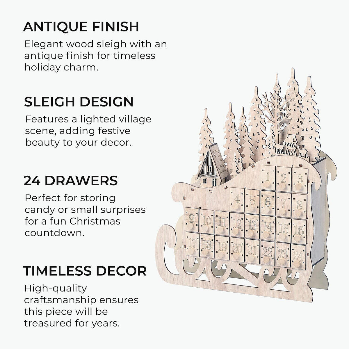 Sleigh Christmas Advent Calendar with LED Lighting 6272100 6