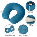 Stylish and Comfortable Memory Foam Ergonomic Neck Pillow with Snap Closure (Size:30 Cm) - Teal_6277069_3