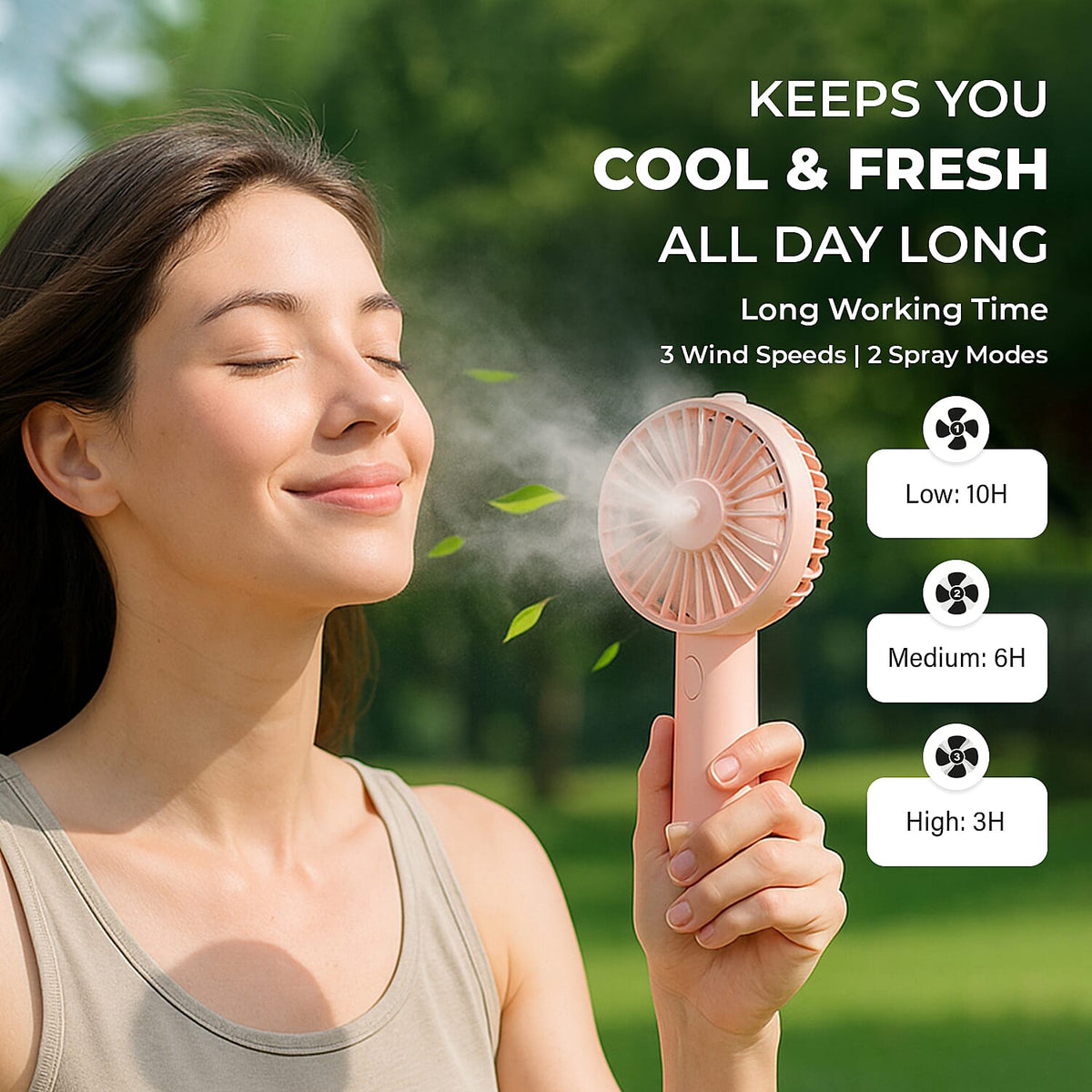 Air Cooling Fan with Mist Spray - Pink 6291149 1