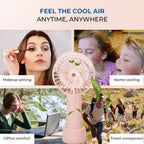 2 in 1 Mist Spray Fan with Detachable Base (Size 20x11x4 cm) - Pink -  USB Charged