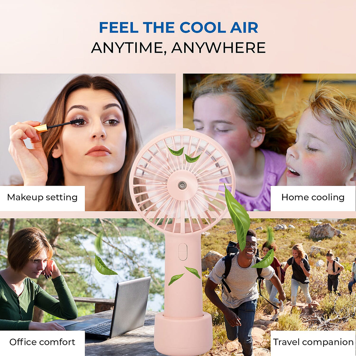 Air Cooling Fan with Mist Spray - Pink 6291149 2