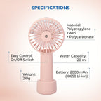 2 in 1 Mist Spray Fan with Detachable Base (Size 20x11x4 cm) - Pink -  USB Charged