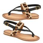 RAVEL Black & Leopard-Print Luna Flat Sandals (Size 5)_6293450_1