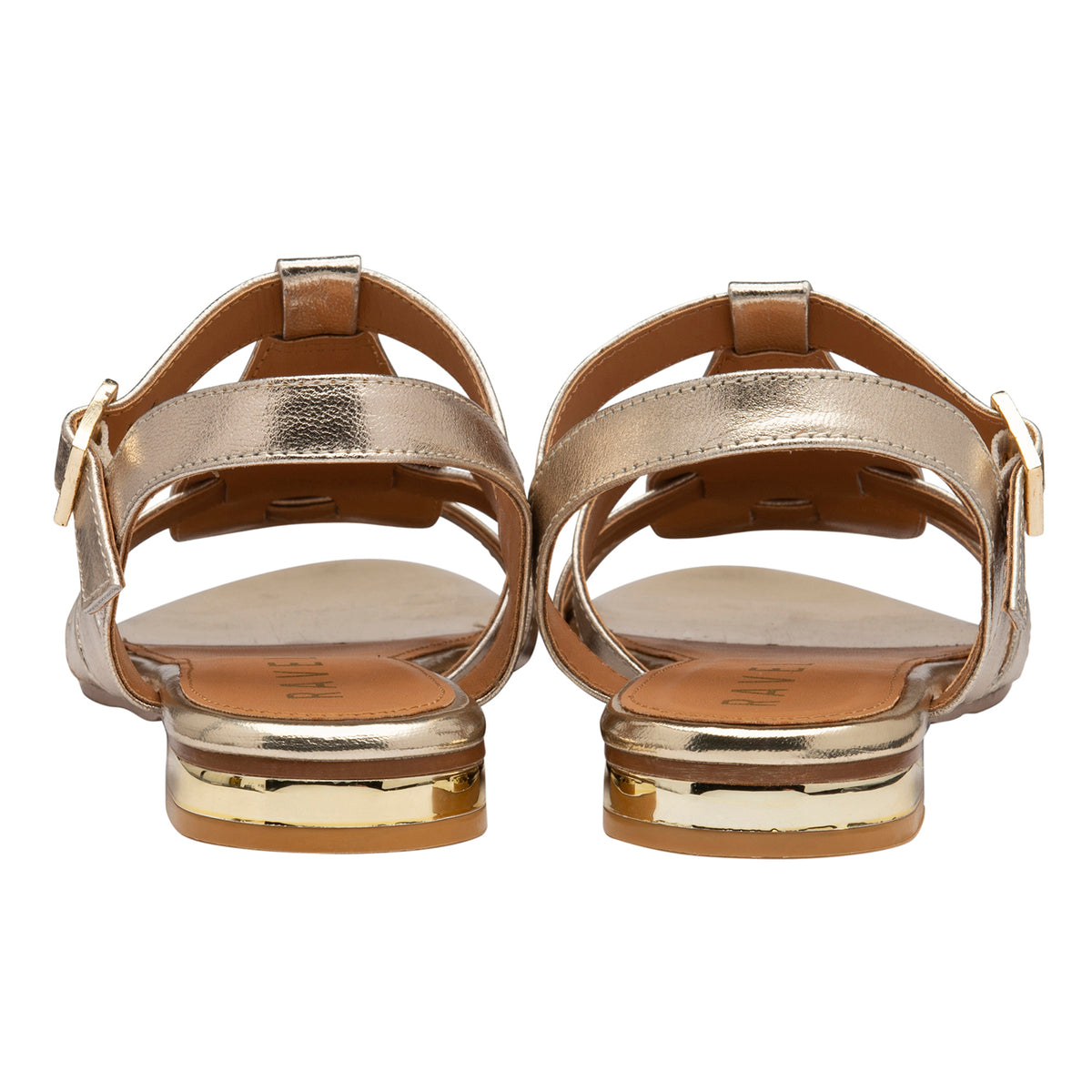RAVEL Gold Leather Renata Flat Sandals 6293459 1