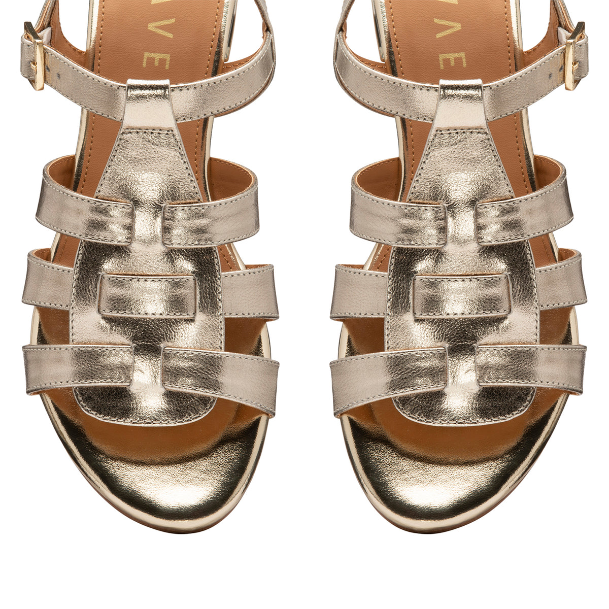 RAVEL Gold Leather Renata Flat Sandals 6293459 2