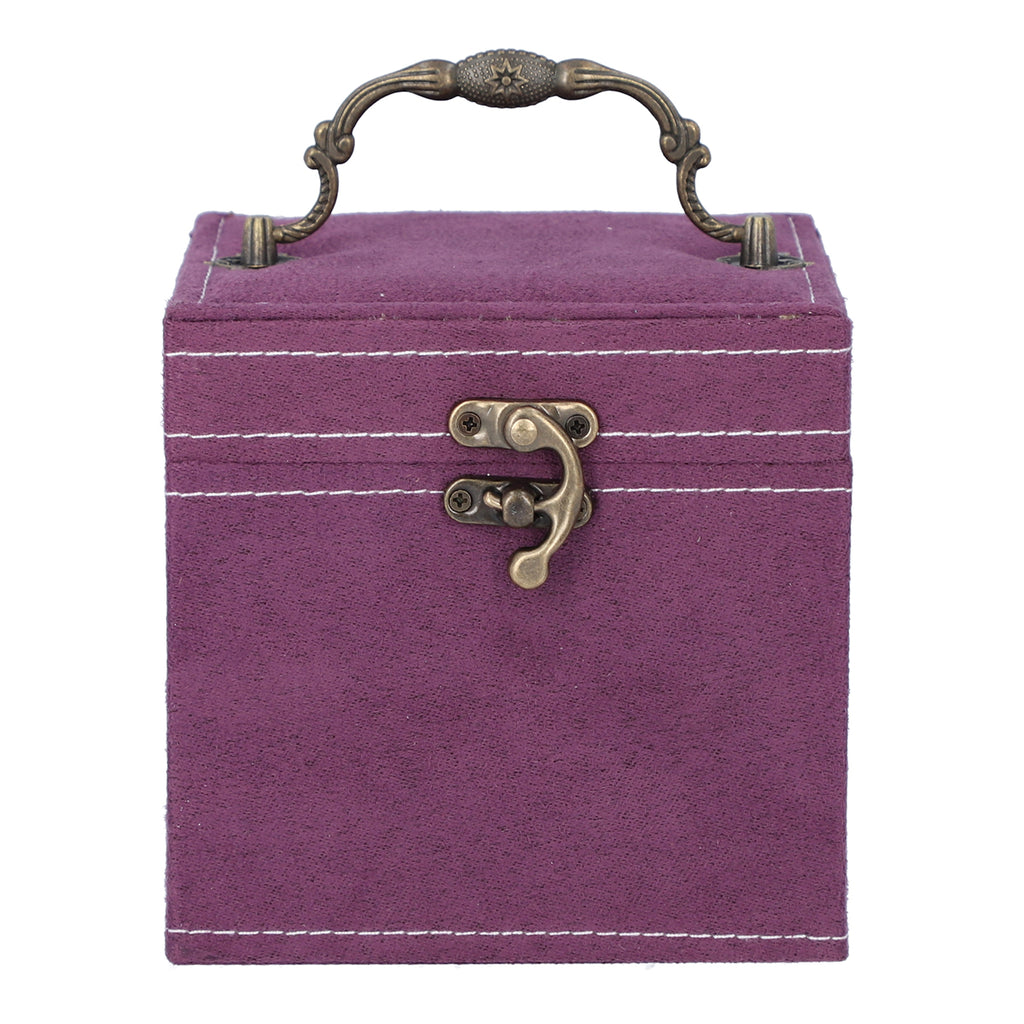 3 Layer Velvet Jewellery Box with Mirror Inside and Lock (Size 12 Cm) - Purple_6298113
