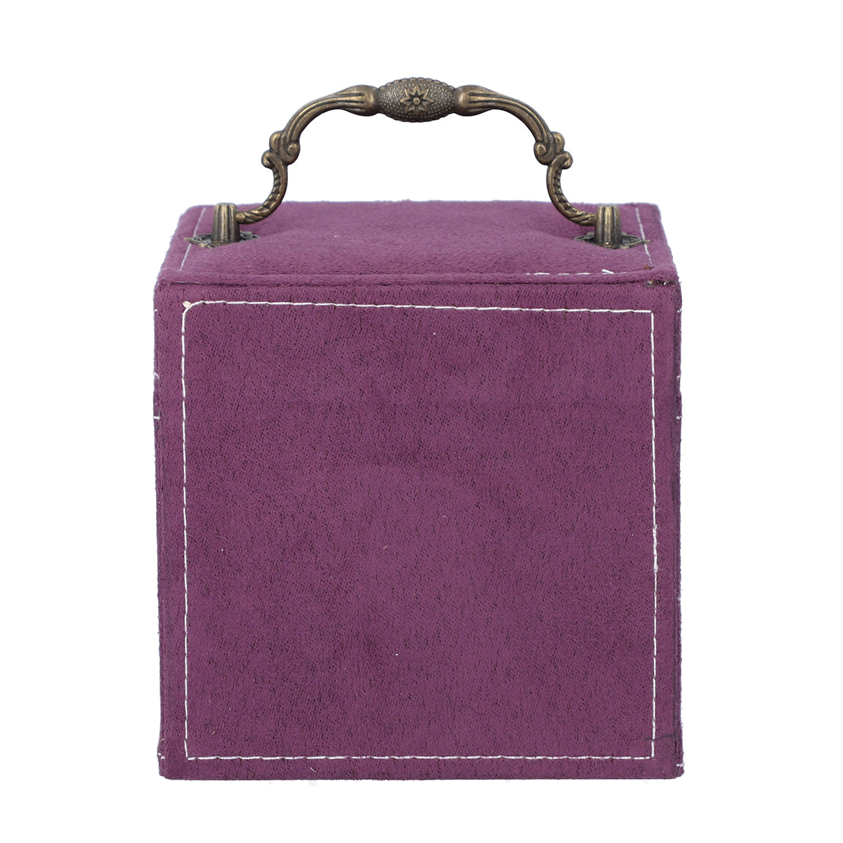 Vintage-Style 3 Layer Velvet Jewellery Box with Interior Mirror, Removable Trays &amp; Retro Latch Lock (12 Cm) - Purple 6298113 2