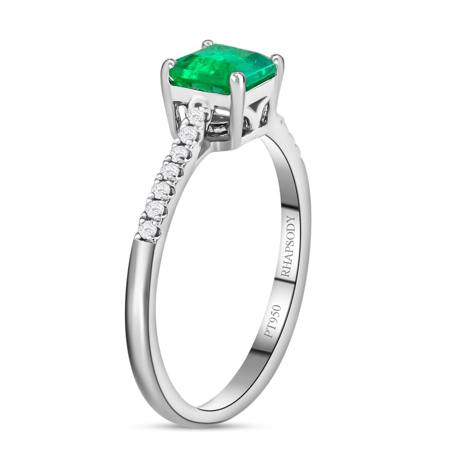 Appraised RHAPSODY 950 Platinum AGI Certified AAAA Colombian Emerald &amp; (VS-EF) White Diamond Classic Solitaire Ring 1.15 Ct 6303093 4