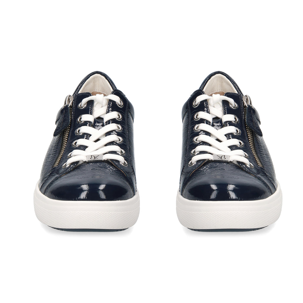 CAPRICE Leather Zipper Detailing Low-top Sneakers (Size 6.5) - Navy Blue_6306302