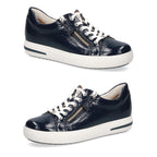 CAPRICE Leather Zipper Detailing Low-top Sneakers (Size 6.5) - Navy Blue_6306302_2