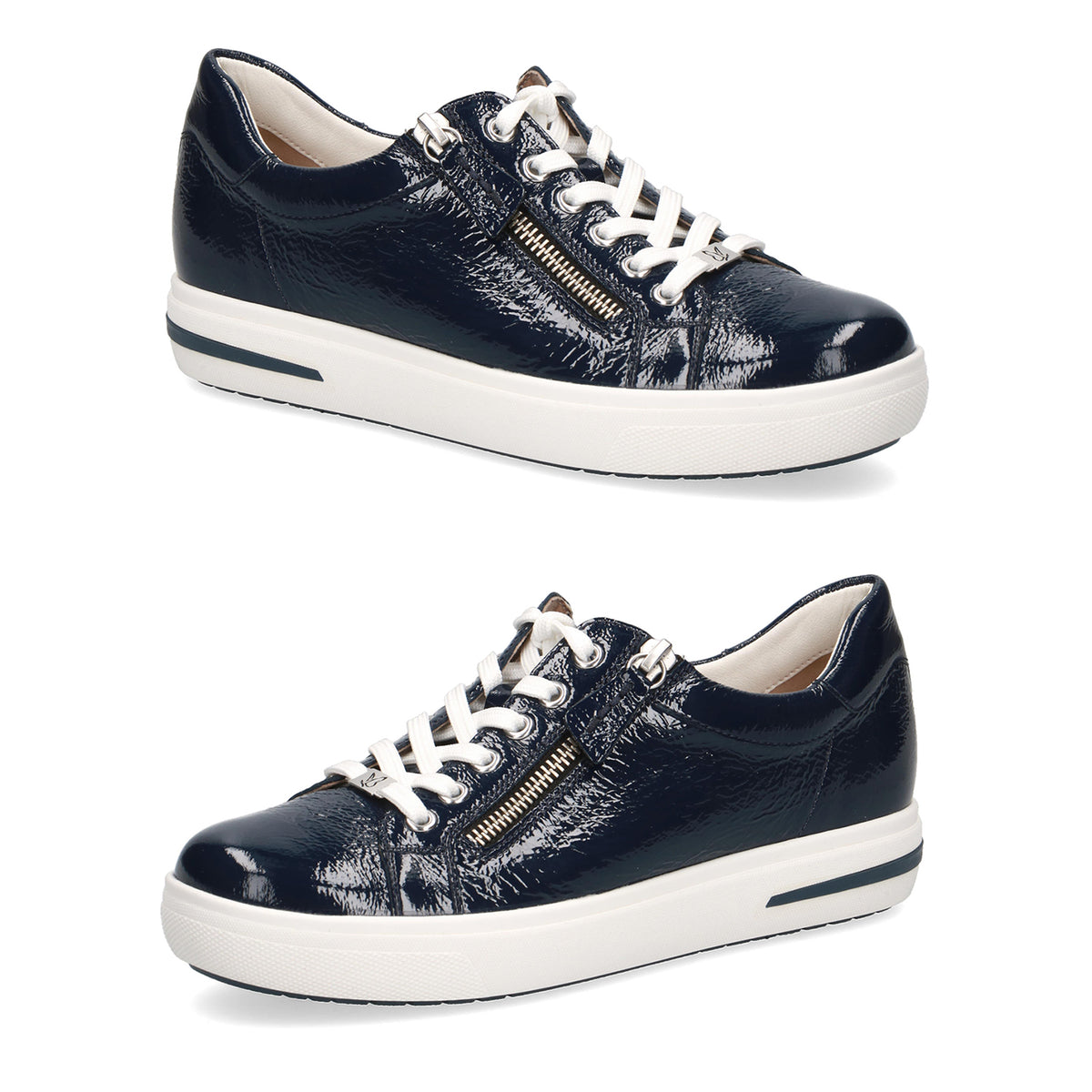 Caprice Leather Zipper Detailing Low-top Sneakers Navy Blue 6306302 2