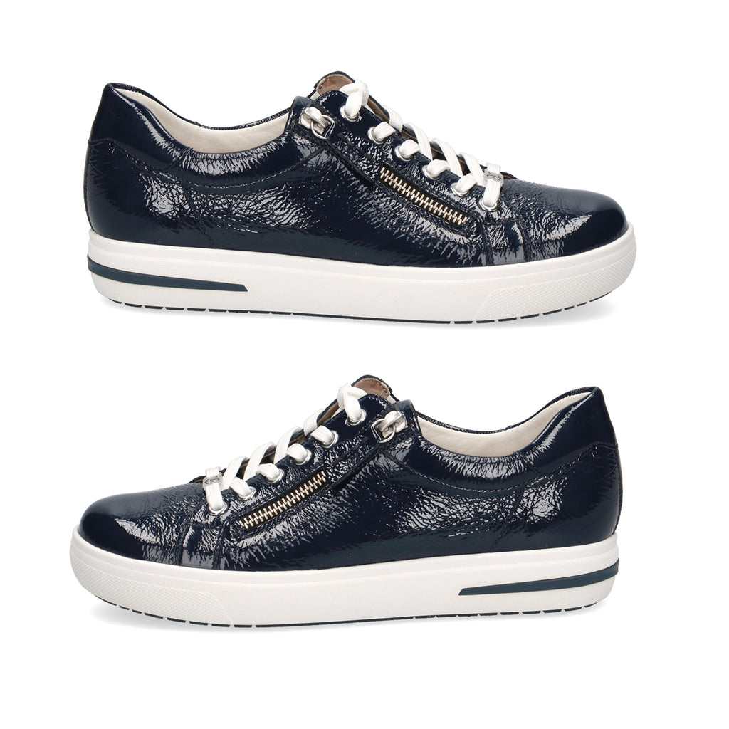 CAPRICE Leather Zipper Detailing Low-top Sneakers (Size 6.5) - Navy Blue_6306302_3