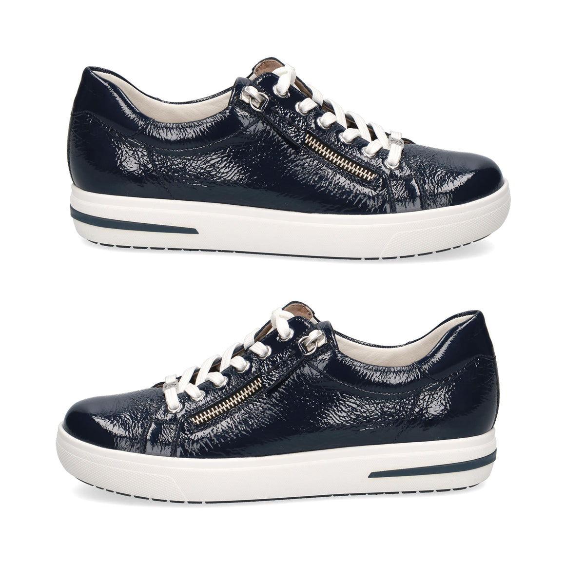 Caprice Leather Zipper Detailing Low-top Sneakers Navy Blue 6306302 3