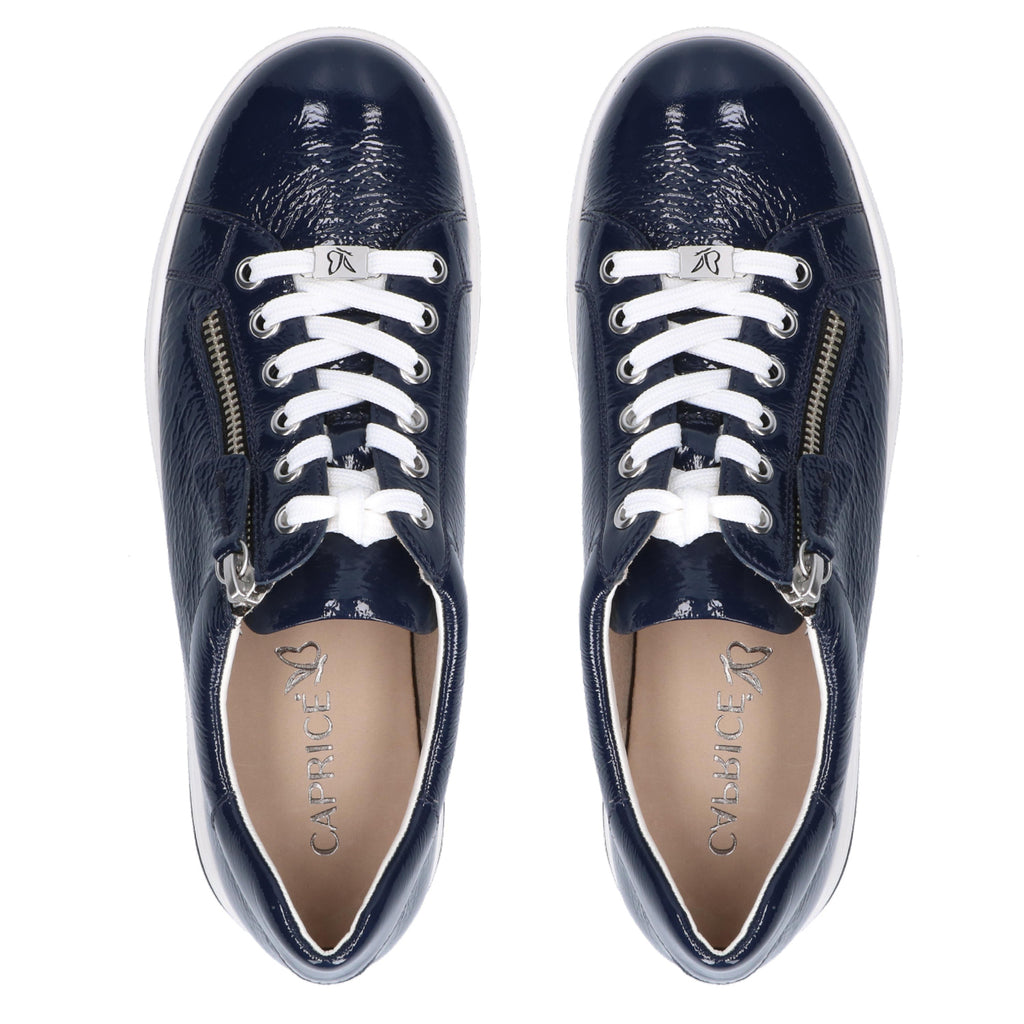 CAPRICE Leather Zipper Detailing Low-top Sneakers (Size 6.5) - Navy Blue_6306302_4