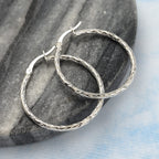 Sterling Silver Diamond Cut Hoop Earrings