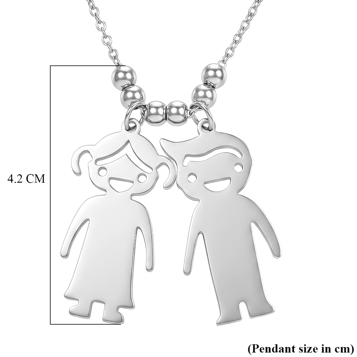 Boy &amp; Girl Design Necklace (Size - 20) in Silver Tone V32512858 6