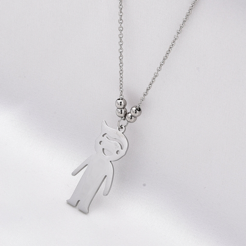 Single Boy Design Necklace (Size - 20) in Silver Tone_6339668_2