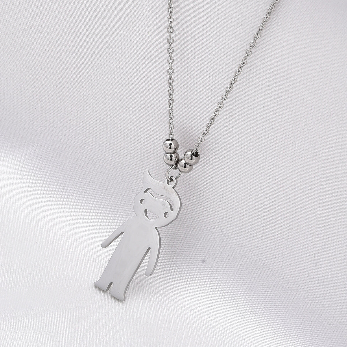 Single Boy Design Necklace (Size - 20) in Silver Tone V32514702 3