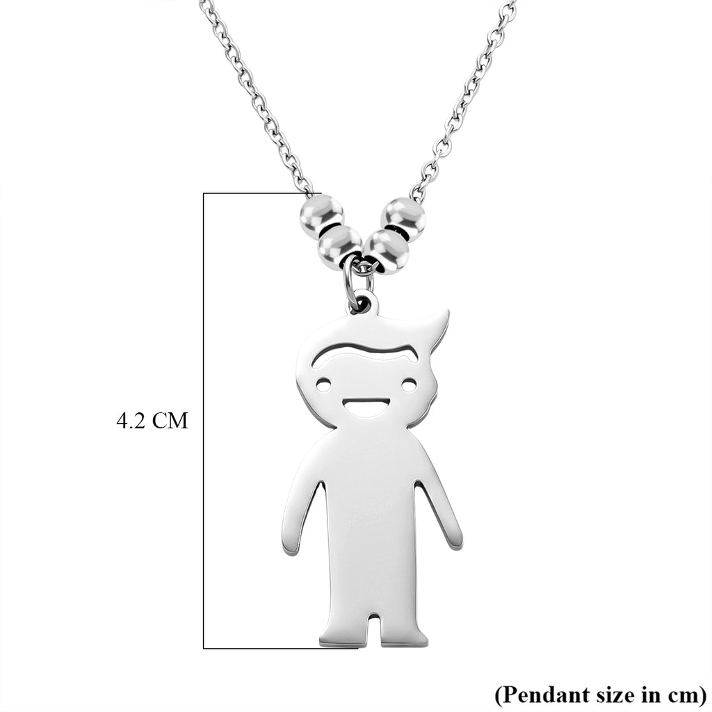 Single Boy Design Necklace (Size - 20) in Silver Tone_6339668_5