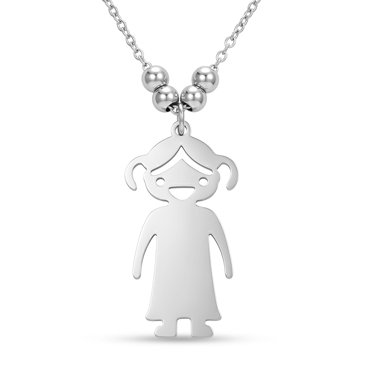 Single Girl Design Necklace (Size - 20) in Silver Tone V32514487 0