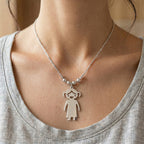 Single Girl Design Necklace (Size - 20) in Silver Tone_6339669_1