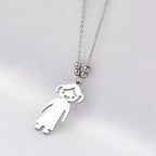 Single Girl Design Necklace (Size - 20) in Silver Tone_6339669_2