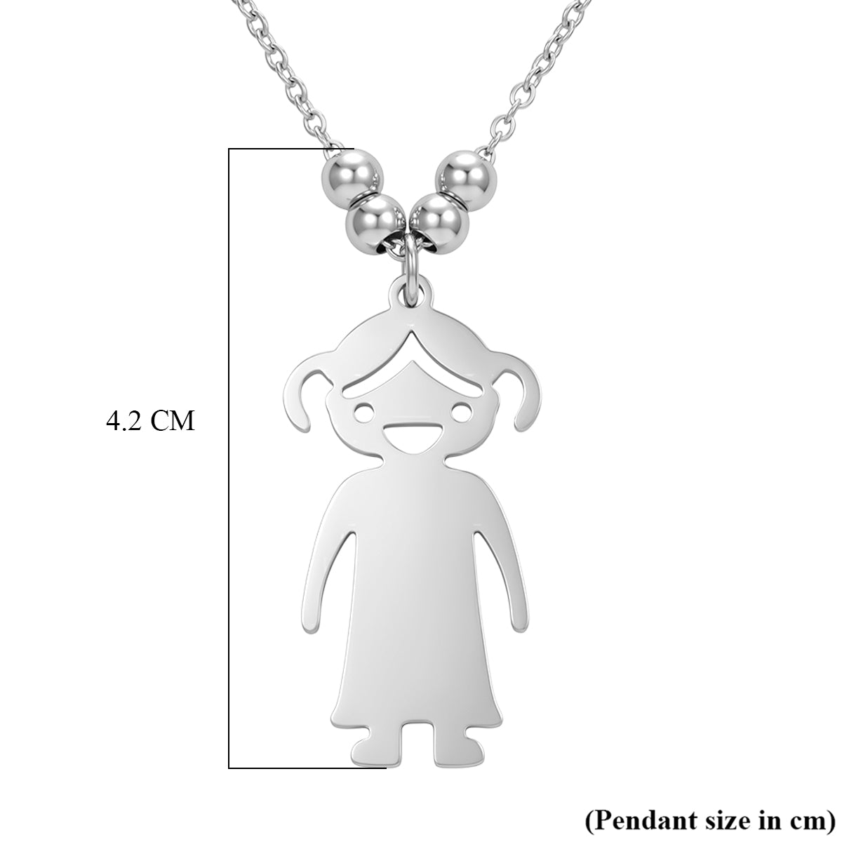 Single Girl Design Necklace (Size - 20) in Silver Tone V32514487 6