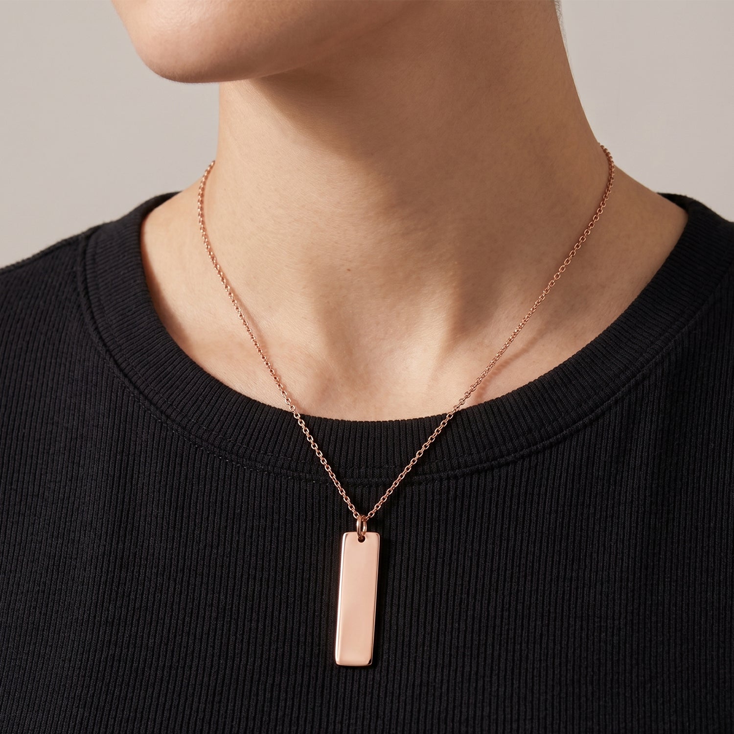 Personalised Bar Pendant with Chain in Rose Gold Tone 20 Inches V32513521 2