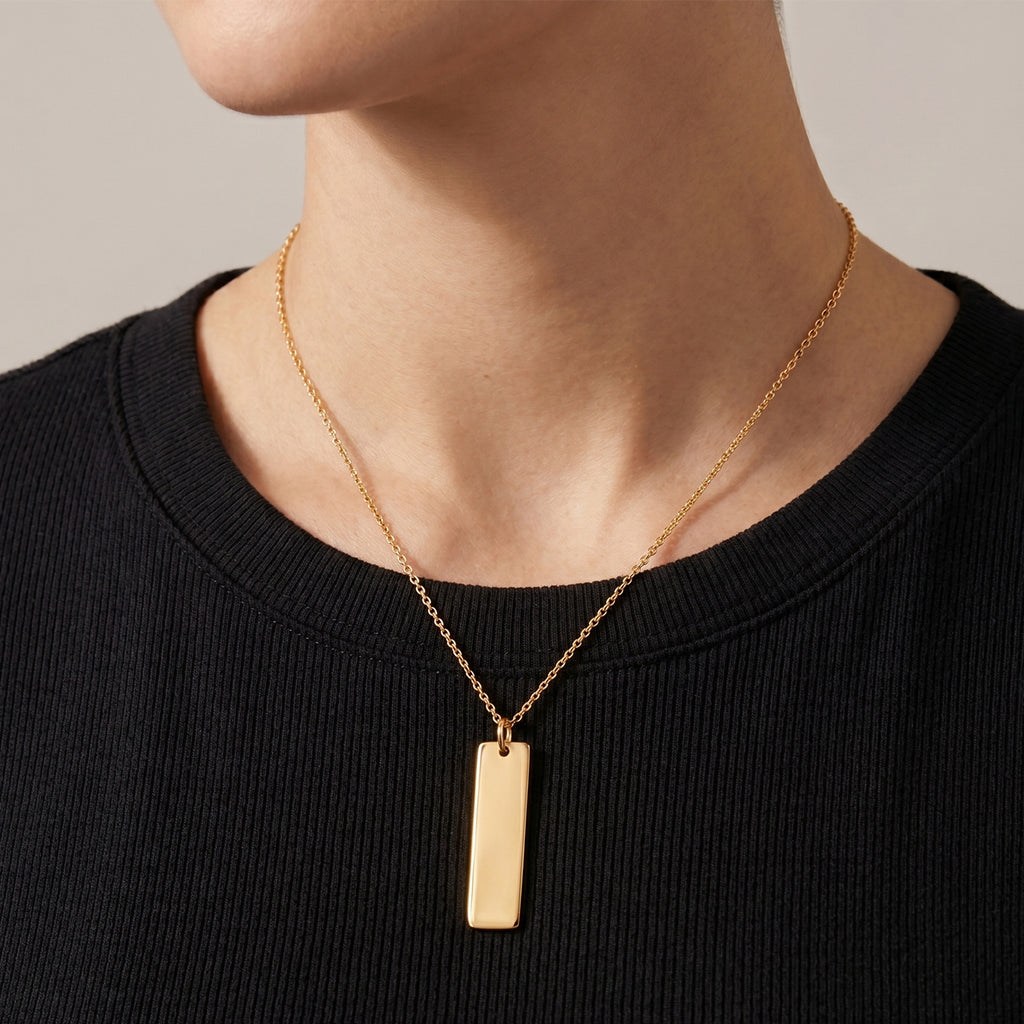 Personalized Dog Tag Chain (Size - 20) in Yellow Gold Tone_6342221_1