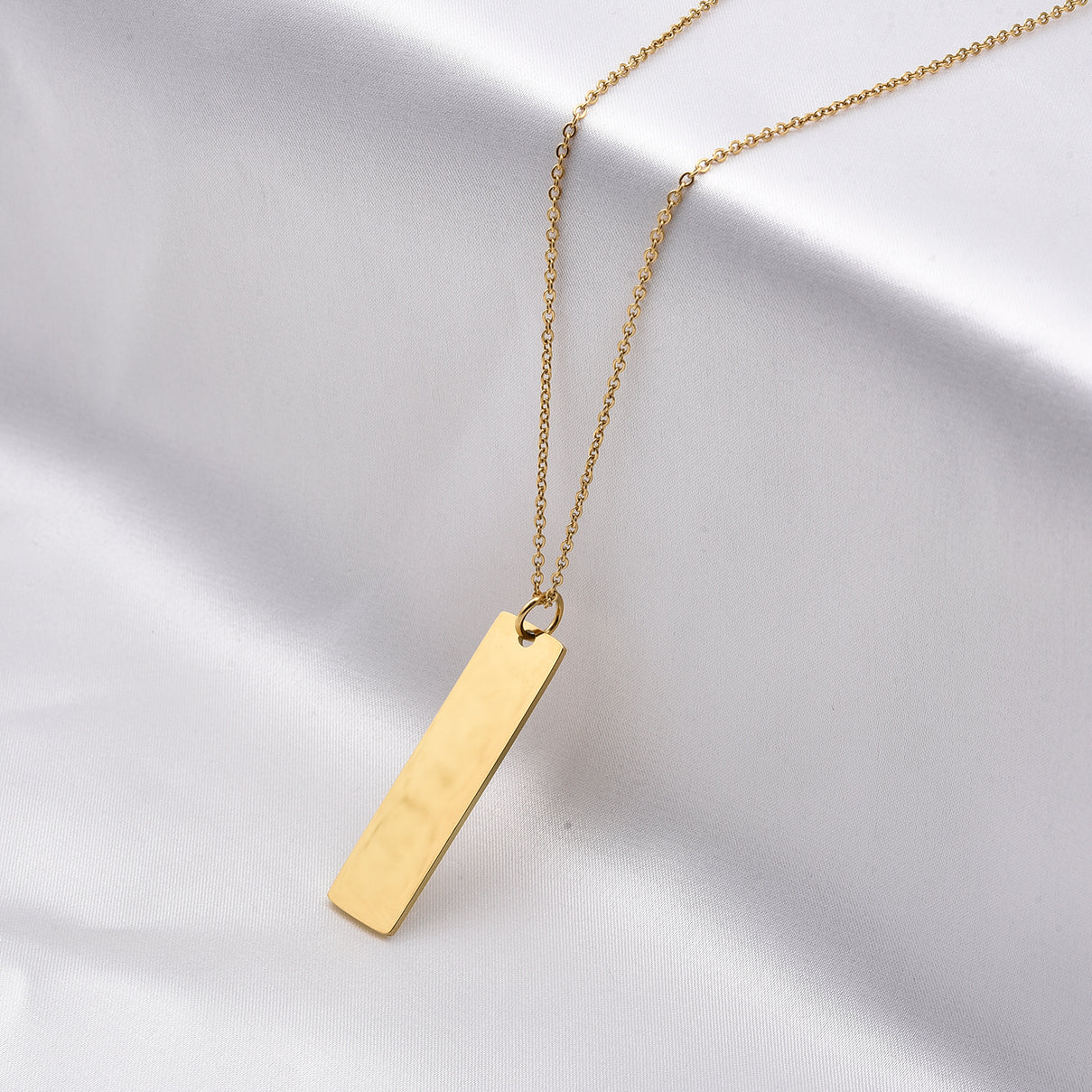 Personalised Bar Pendant with Chain in Yellow Gold Tone 20 Inches V32489055 3