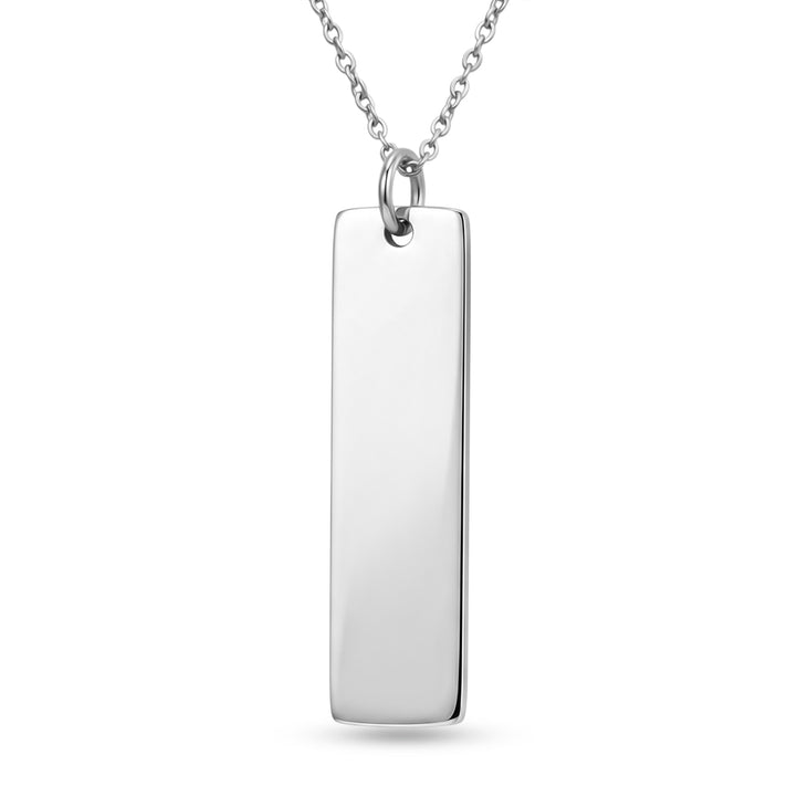 Personalised Bar Pendant with Chain in Silver Tone 20 Inches 6342222 1