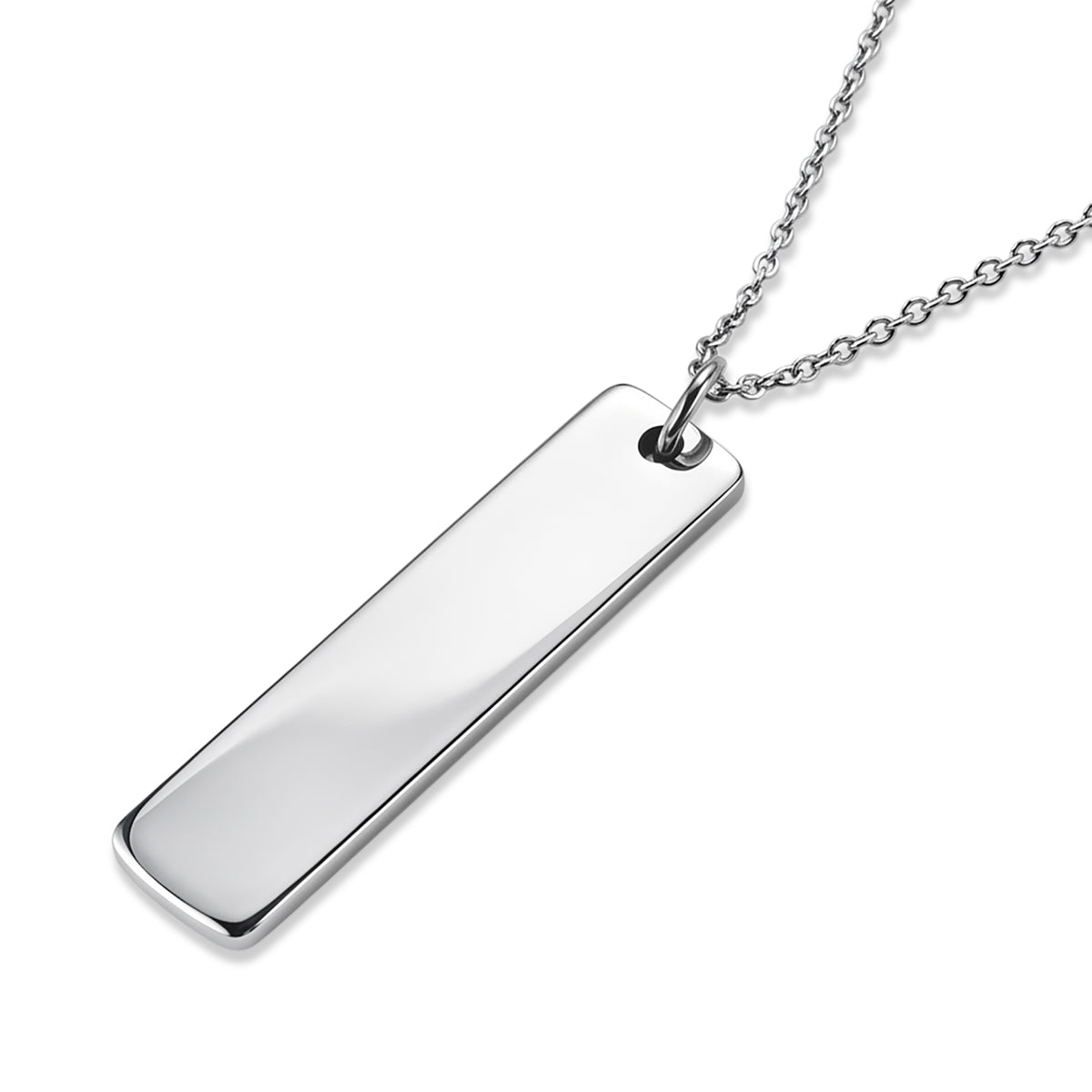 Personalised Bar Pendant with Chain in Silver Tone 20 Inches V32516811 4