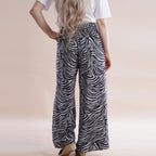JOVIE Miss Collection 100%Viscose Zebra Pattern Trousers (Size M/L, 8-16) - Grey & Black_6342674_1