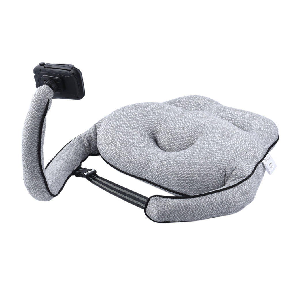Multi Function Back Support Cushion with Mobile Phone Holder (Size 33x50Cm) - Grey_6343976_4