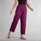 TAMSY 100% Viscose Solid Palazzo (Size:12) - Red_6527728_2