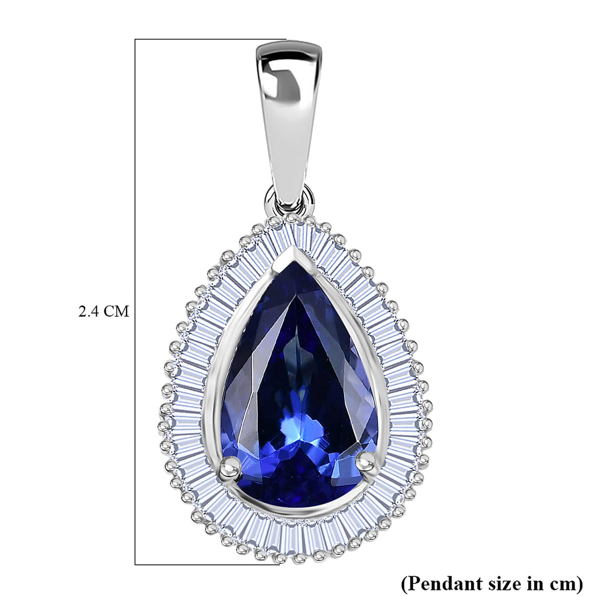 RHAPSODY - 950 Platinum AAAA Tanzanite and Natural Diamond (VS/E-F) Pear Cut Halo Pendant 3.00 Ct, Platinum Wt. 3.00 Gms 8349463 7