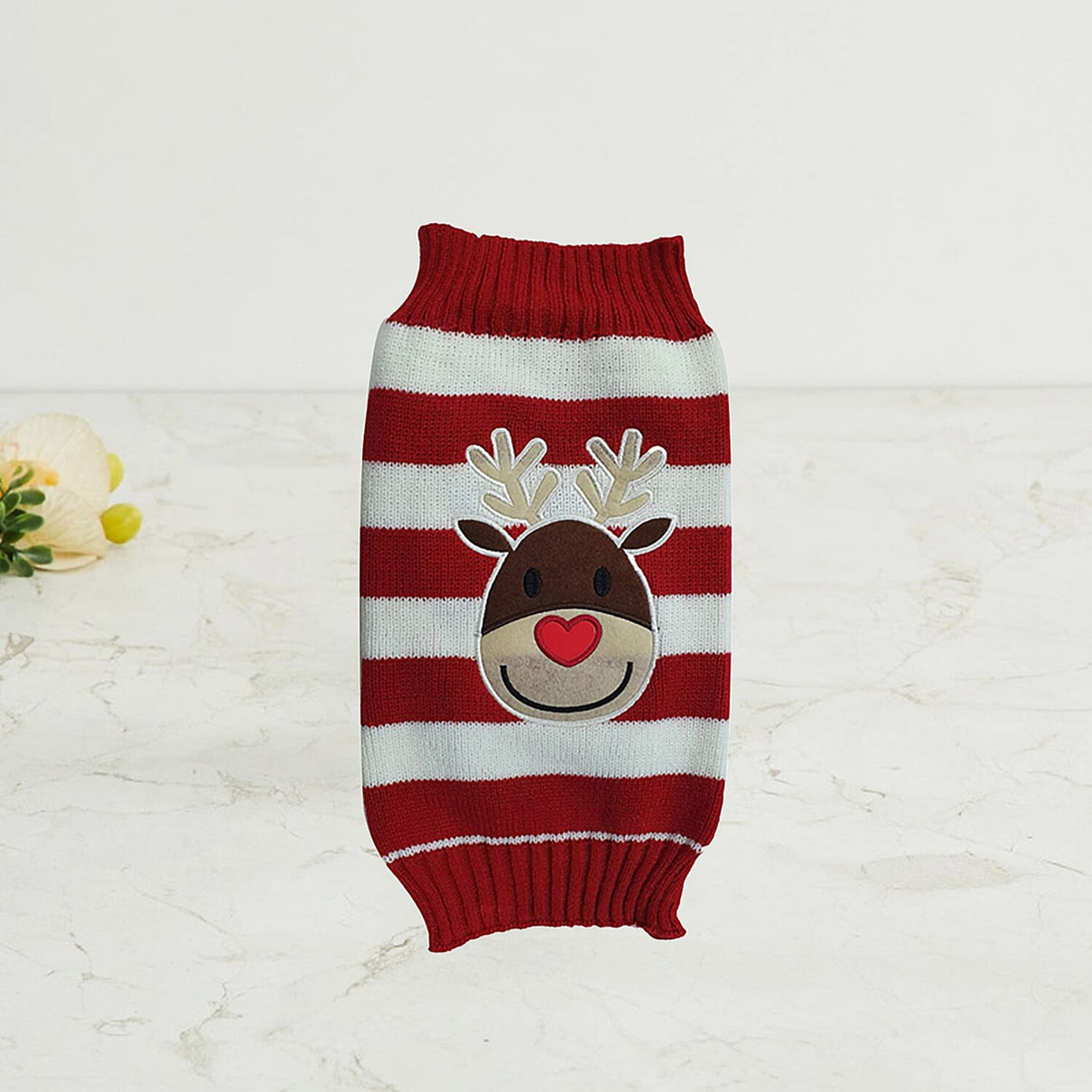 Reindeer Christmas Dog Jumper (Size Small)- Red &amp; White V32530739 2