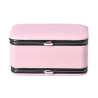 2 in 1 - Six Piece Manicure Set and Travel Jewellery Organiser with Inside Mirror (Size 12x6x6cm) - Pink_6841648_1