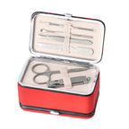 2 in 1 - Six Piece Manicure Set and Travel Jewellery Organiser with Inside Mirror (Size 12x6x6cm) - Red_6841649_5